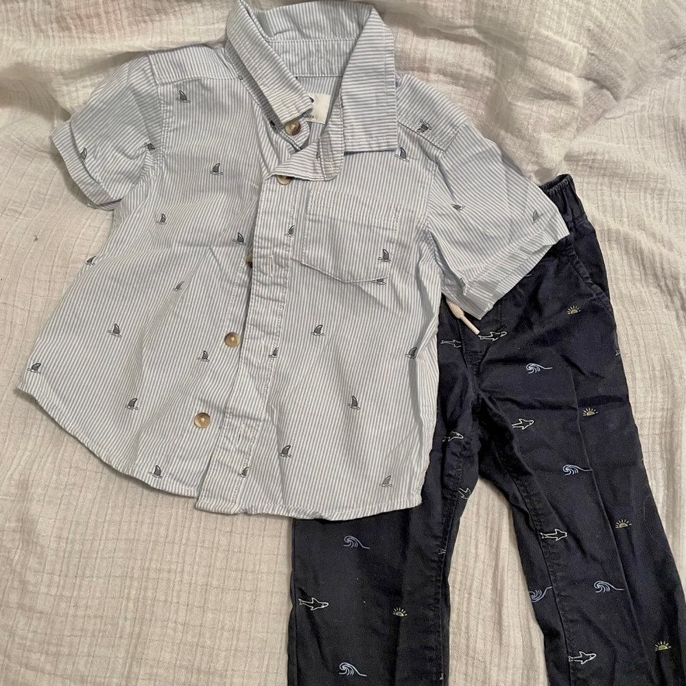 Old Navy Boys Button Up and Pant Set Size 18 months